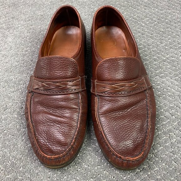 Hartt Leather Loafers Shoes Men's 10 F Brown Hand Sewn Vamps Canada Slip On 10F - Picture 1 of 10